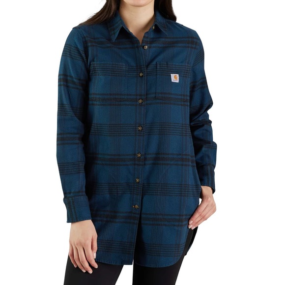 Carhartt Tops - Carhartt Women Rugged Flex Relaxed Fit Midweight Flannel Long-Sleeve Plaid Tunic